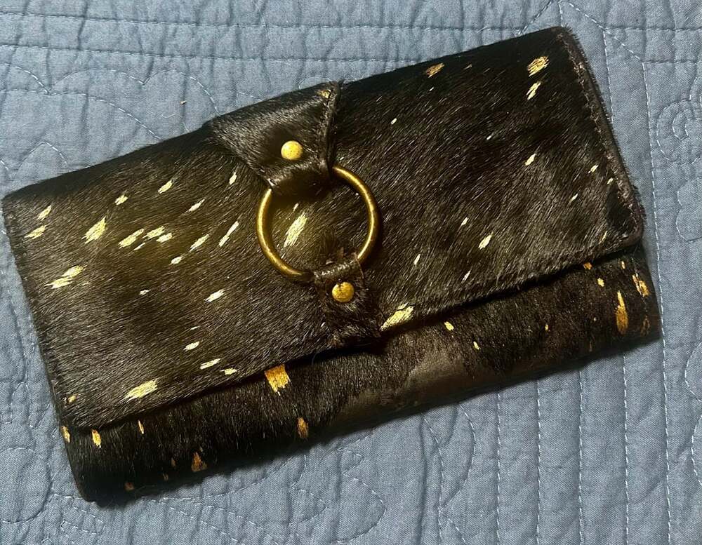 AMERICAN DARLING Cowhide Clutch Purse Black Brown White Genuine Leather Casual